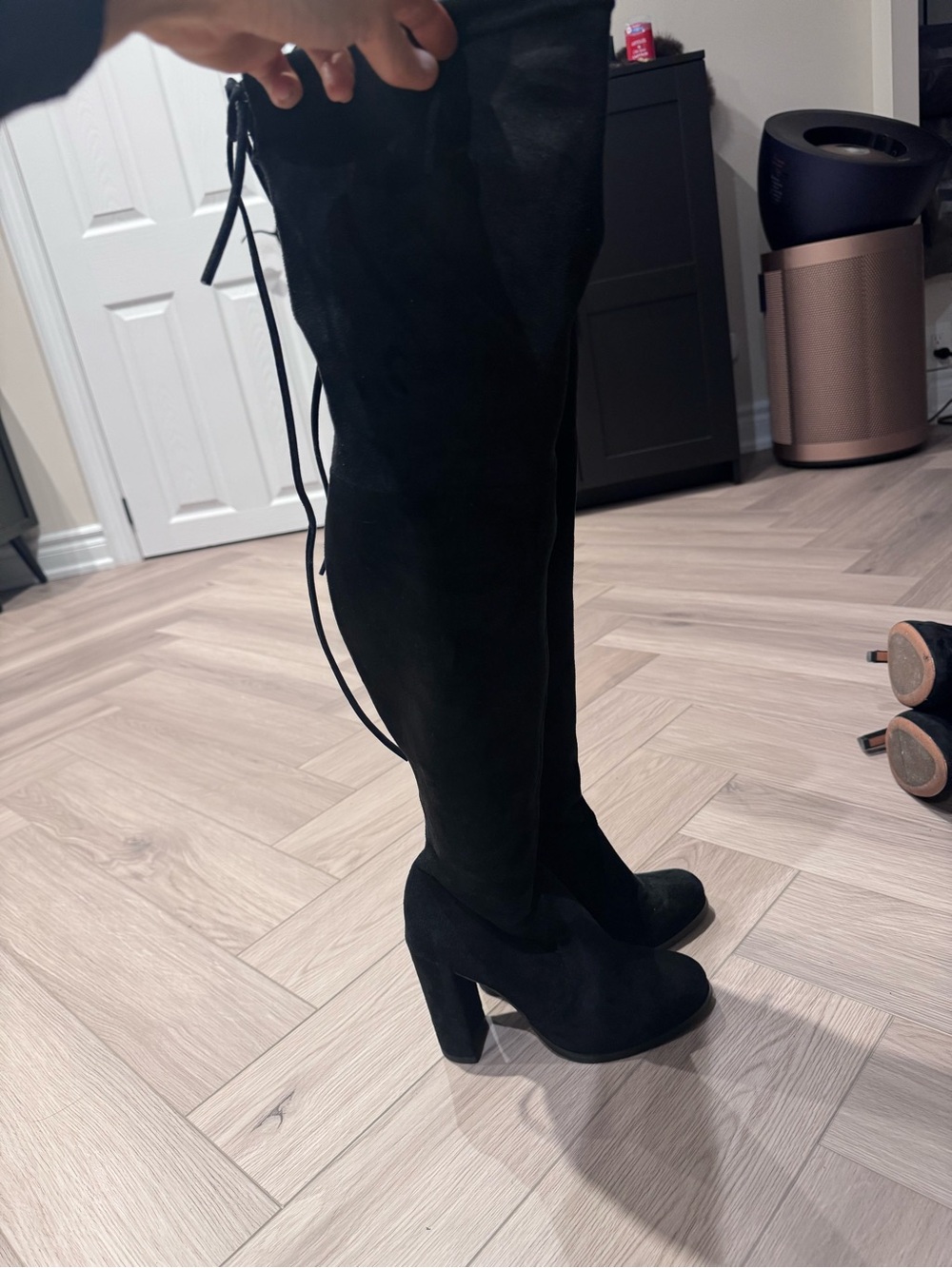 Stuart Weitzman Black Over-The-Knee Suede Block Heel Boots - Women
